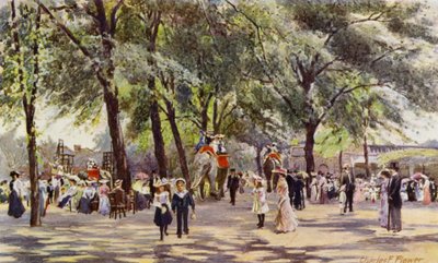 Zoo di Londra: Passeggiata principale, con elefanti da Charles Edwin Flower