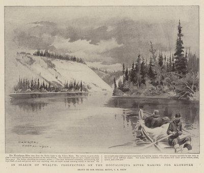 Alla ricerca della ricchezza, cercatori sul fiume Hootalinqua diretti verso Klondyke da Charles Edwin Fripp
