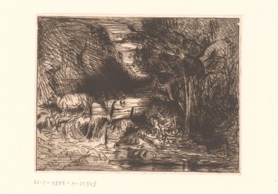 Paesaggio con mucca e corso d