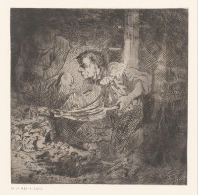Fabbro con mantice da Charles Emile Jacque (attributed to)