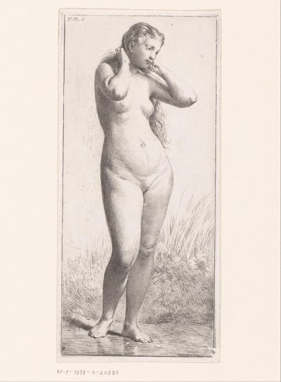 Donna nuda in piedi da Charles Emile Jacque (attributed to)