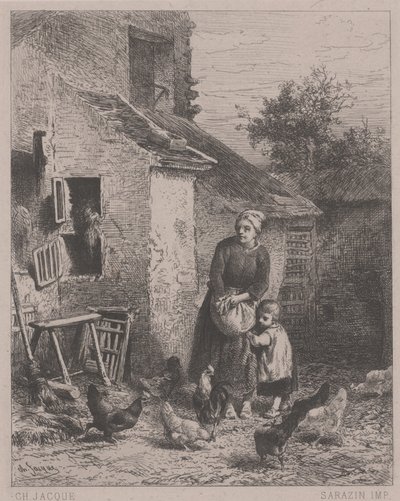 Un angolo del cortile, o Un Coin de Cour da Charles Emile Jacque