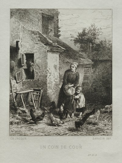 Un angolo del cortile da Charles Emile Jacque