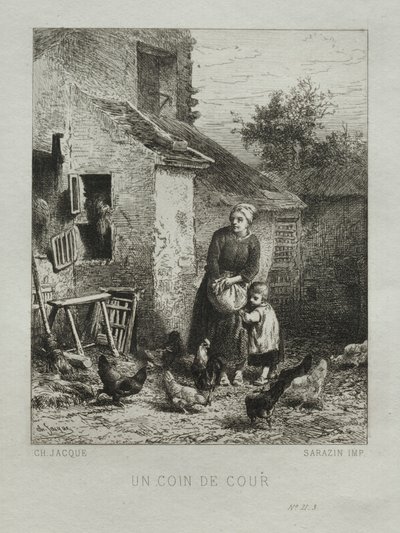 Un angolo del cortile da Charles Emile Jacque
