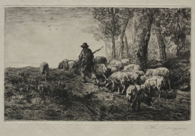 Un branco di maiali da Charles Emile Jacque