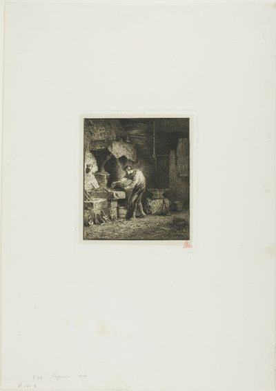 Fabbro rivolto a sinistra da Charles Emile Jacque