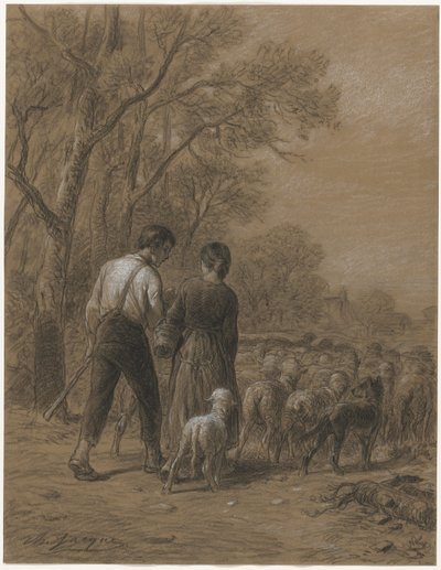 Portare le Pecore, 1800s da Charles Emile Jacque