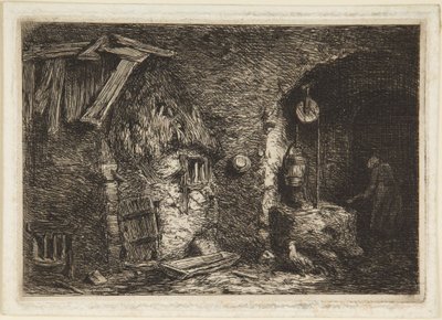 Interno di un cottage da Charles Emile Jacque