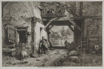 Interno di una Fattoria da Charles Emile Jacque