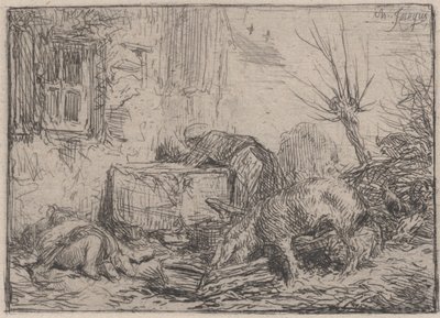 Cortile della fattoria, ca. 1845 da Charles Emile Jacque