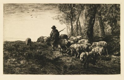 Branco di maiali con porcaro da Charles Emile Jacque