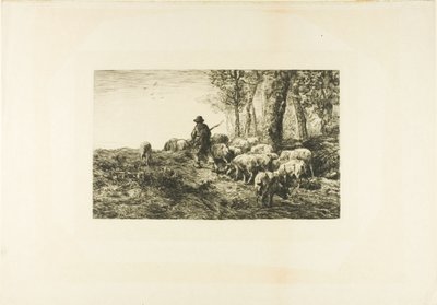 Branco di maiali con porcaro da Charles Emile Jacque