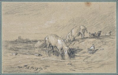 Gregge di maiali da Charles Emile Jacque