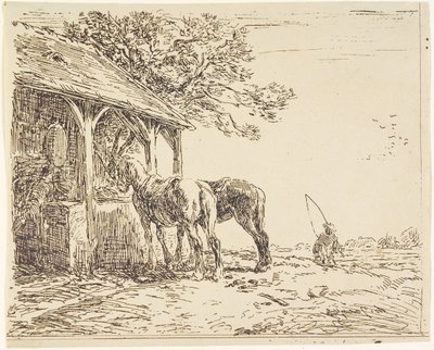 Cavalli in una stalla da Charles Emile Jacque