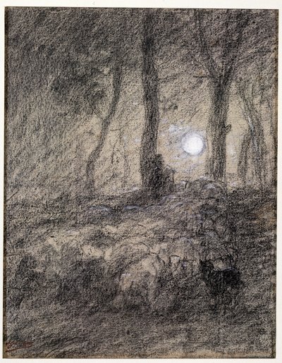 Gregge di pecore al chiaro di luna da Charles Emile Jacque