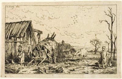 Paesaggio con Carro Sganciato da Charles Emile Jacque