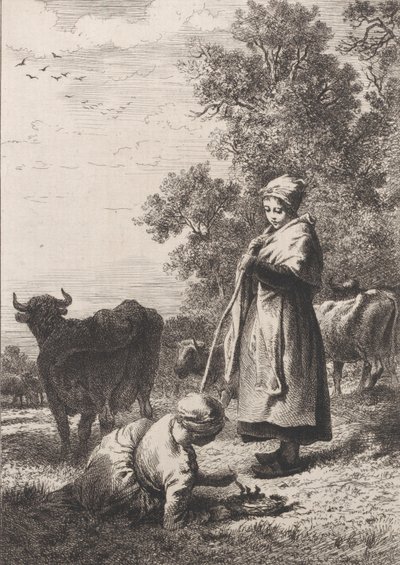 Piccole mungitrici, 1864 da Charles Emile Jacque