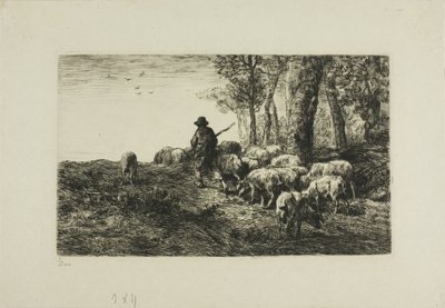 Uomo con Gregge di Maiali da Charles Emile Jacque