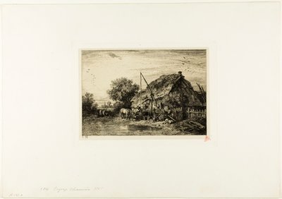 Casa contadina con stagno da Charles Emile Jacque