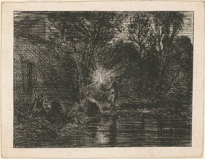 Riva del Fiume di Notte da Charles Emile Jacque