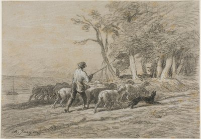 Il pastore e il suo gregge da Charles Emile Jacque