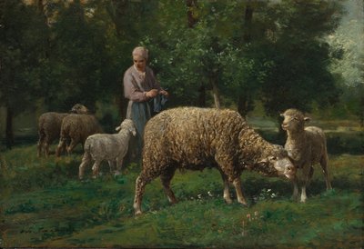 Pastorella con pecore da Charles Emile Jacque