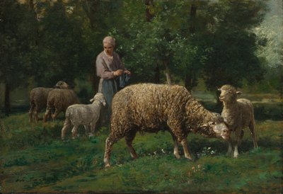 Pastorella con pecore, c1876 da Charles Emile Jacque