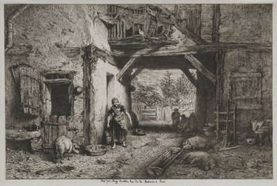 Il cortile della fattoria da Charles Emile Jacque