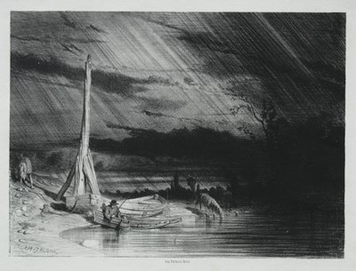 Il pescatore, tempo piovoso da Charles Emile Jacque