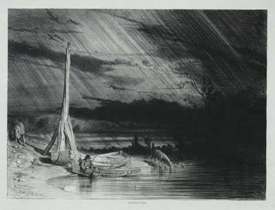 Il pescatore, tempo piovoso, 1847 da Charles Emile Jacque