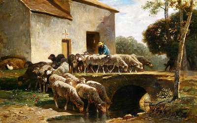 Il gregge che parte da Charles Emile Jacque