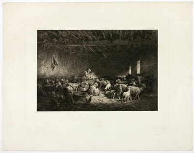 Il grande ovile, tavola orizzontale da Charles Emile Jacque