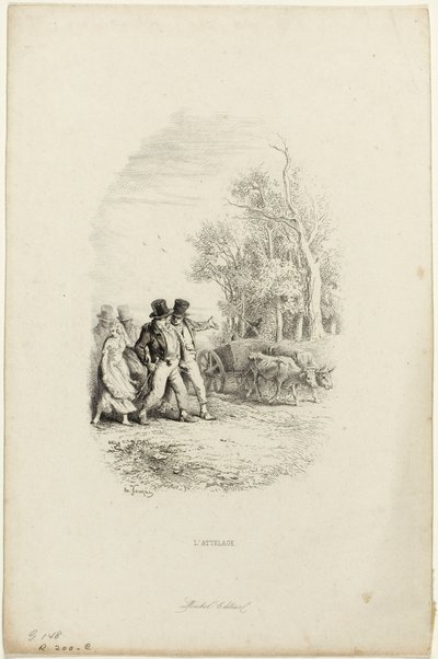 Il carro dei buoi, illustrazione da Favole di Lachambaudie da Charles Emile Jacque