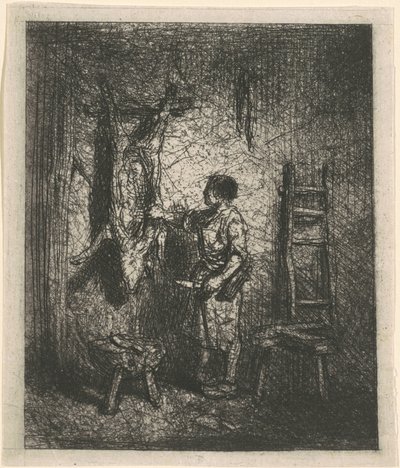 Il macellaio di maiali da Charles Emile Jacque