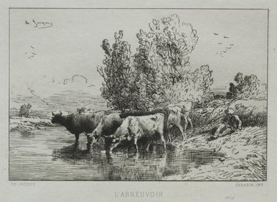 Il luogo di abbeveraggio da Charles Emile Jacque