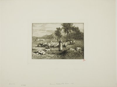 Donna che sorveglia un branco di maiali da Charles Emile Jacque