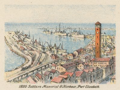 Sudafrica: Memoriale dei coloni del 1820 e porto, Port Elizabeth da Charles Ernest Peers