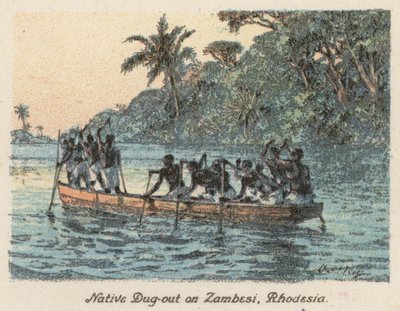 Sudafrica: Canoe indigene sullo Zambesi, Rhodesia da Charles Ernest Peers