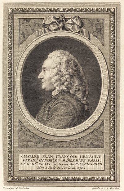 Charles Jean Francois Henault da Charles Etienne Gaucher after Charles Nicolas Cochin II