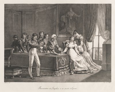 Giuseppina rinuncia ai suoi diritti, inizi XIX secolo (litografia) da Charles Etienne Pierre Motte