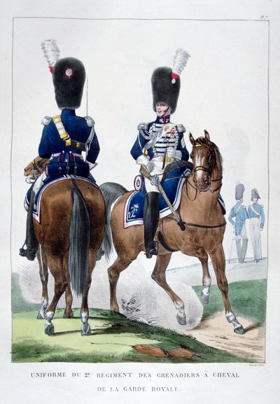 Uniforme del 2° Reggimento di Granatieri a Cavallo, Francia, 1823 da Charles Etienne Pierre Motte