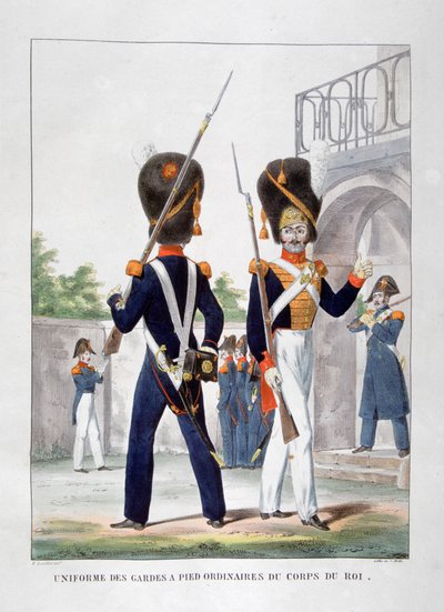 Uniformi dei soldati di fanteria del corpo reale francese, 1823 da Charles Etienne Pierre Motte
