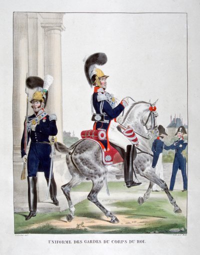 Uniformi delle guardie del corpo reale francese, 1823 da Charles Etienne Pierre Motte
