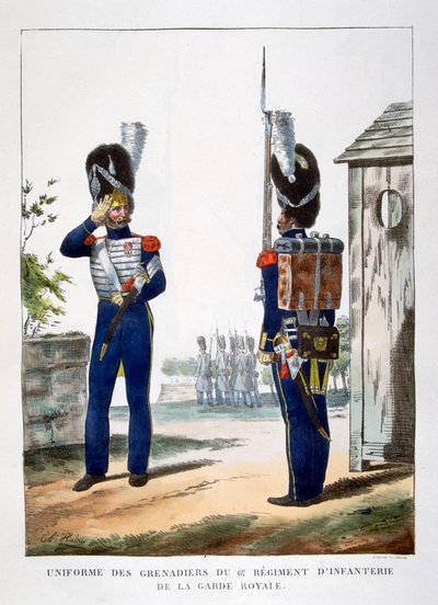 Uniformi dei granatieri.. della guardia reale francese, 1823 da Charles Etienne Pierre Motte