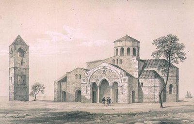 Veduta sud-est di Santa Sofia, Trebisonda, pub. da Day & Son da Charles Felix Marie (after) Texier