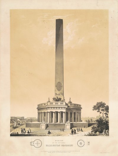 Progetto del Monumento Nazionale di Washington da Charles Fenderich, after Robert Mills