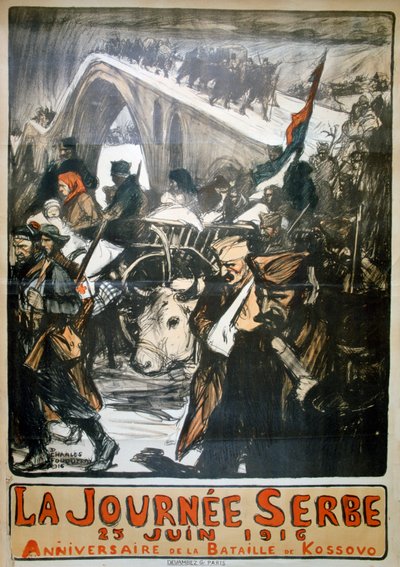 25 giugno 1916 - Giorno della Serbia, poster francese della Prima Guerra Mondiale, 1916 da Charles Fouqueray