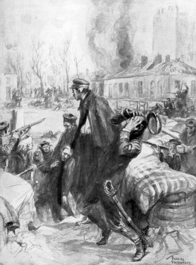 Fucilieri marini coinvolti in una battaglia di strada a Diksmuide, Fiandre, Belgio, 1914 1926 da Charles Fouqueray