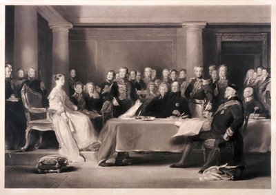 La regina Vittoria presiede il consiglio alla sua ascesa al trono, 1846 da Charles Fox