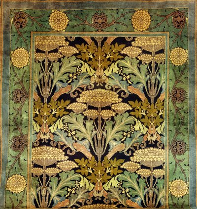 Un tappeto di lana di Donegal con un disegno floreale da Charles Francis Annesley Voysey